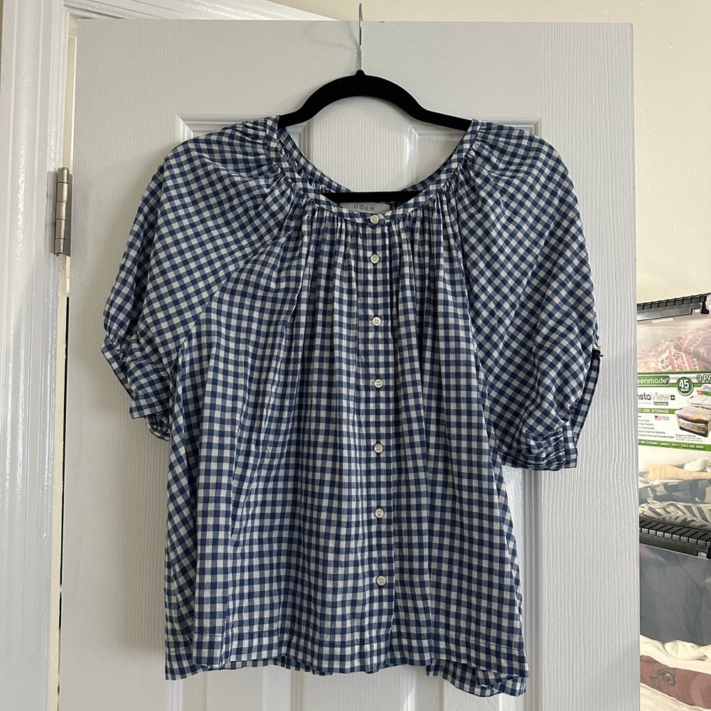Doen June Blouse Blue Gingham Medium